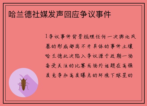 哈兰德社媒发声回应争议事件